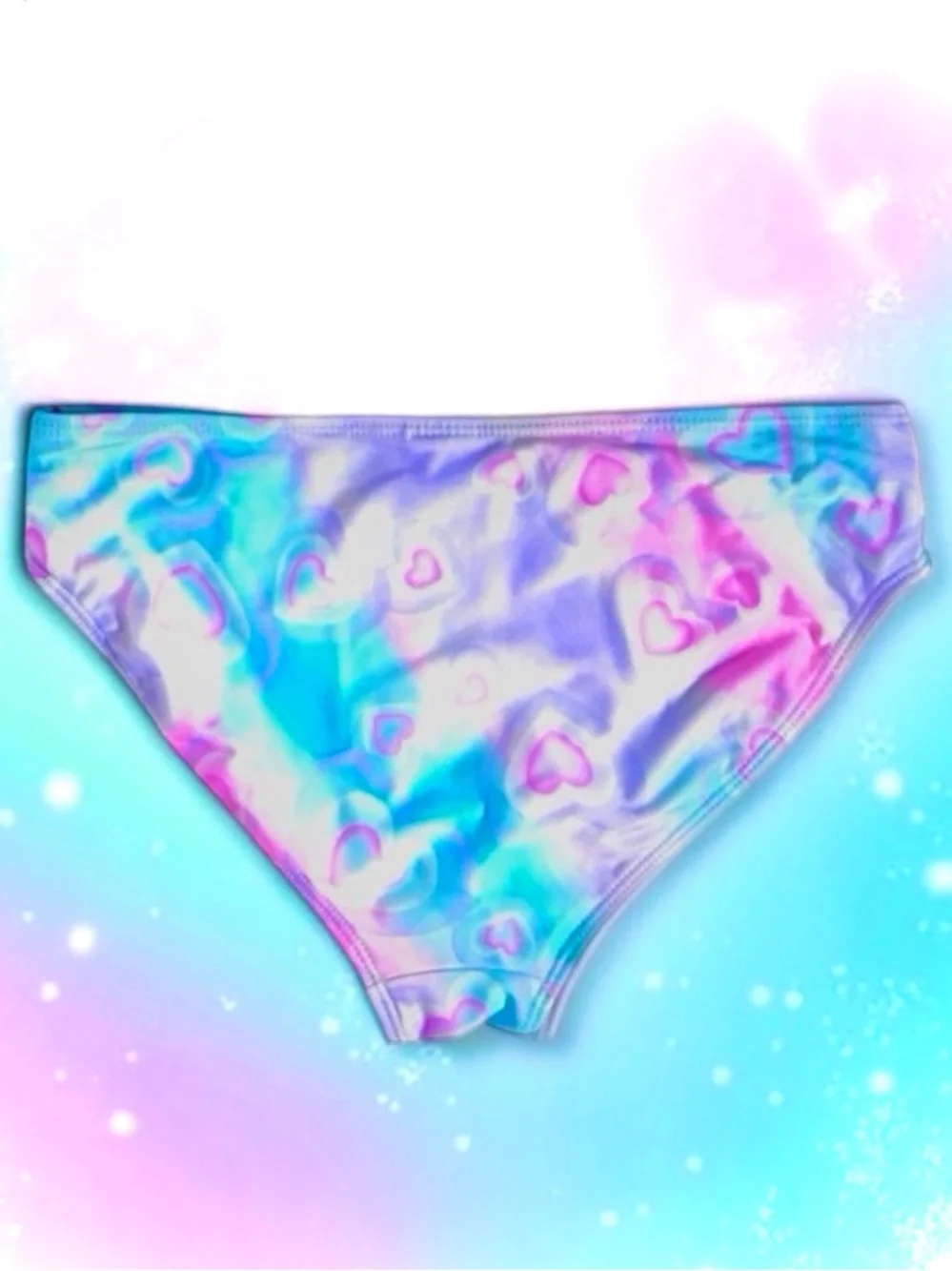 Wonder Nation Girls Heart‑Print Swimsuit Pastel Ombré 2‑Piece L 10–12 EUC